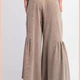 Mineral Washed Cargo Terry Knit Wide Leg Pants | Mocha