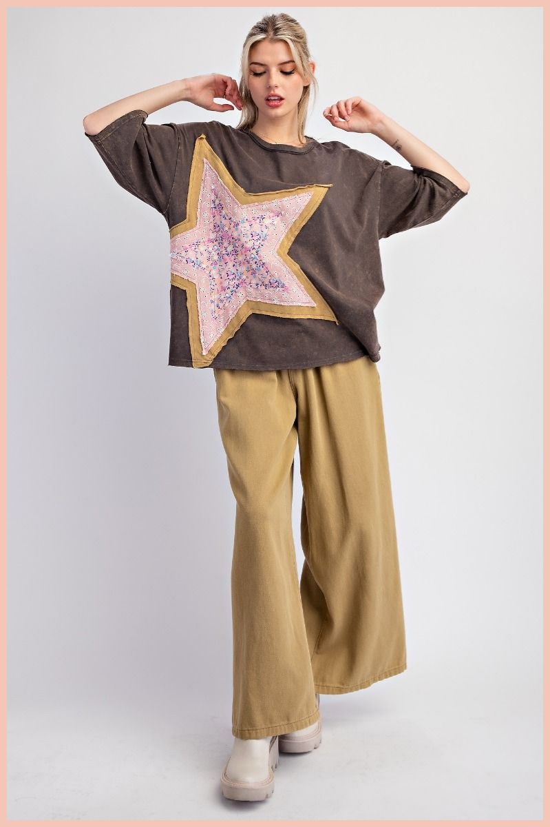 Half Sleeve Star Patch Top