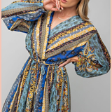 Long-sleeve Printed Voile Sun Dress | Final Sale
