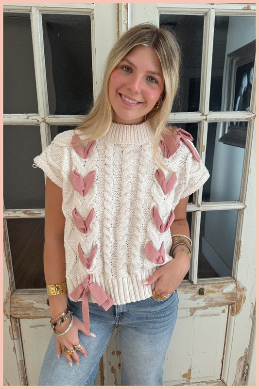 Cable Knit Sweetheart Sweater