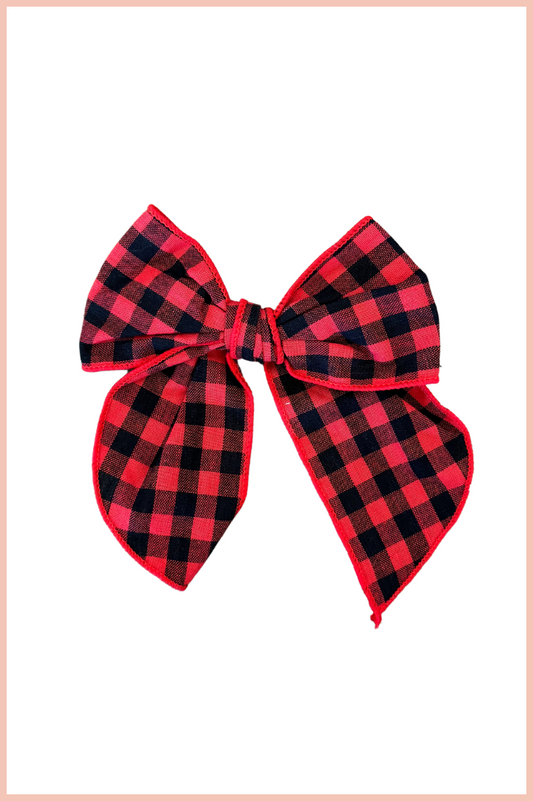 Red and Black Buffalo Plaid Bow