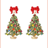 Bow Topped Christmas Tree Earrings