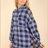 Contrast Plaid Casual Shirt Dress