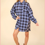 Contrast Plaid Casual Shirt Dress