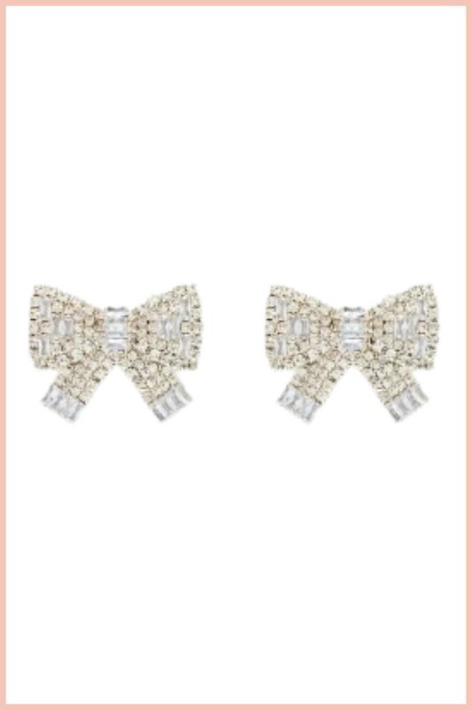 Festive Rhinestone Bow Earrings