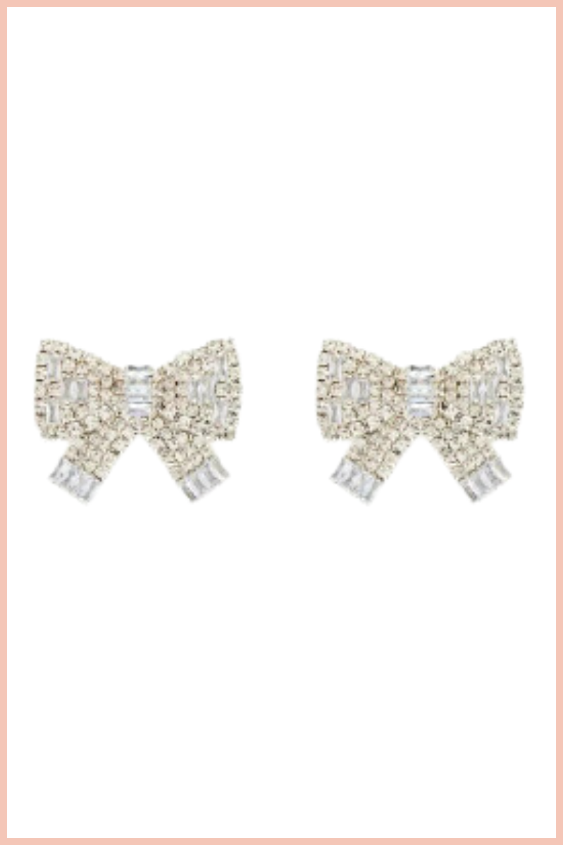 Rhinestone Bow Post Earrings