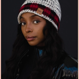 Gray Pom + Buffalo Plaid Trim Beanie