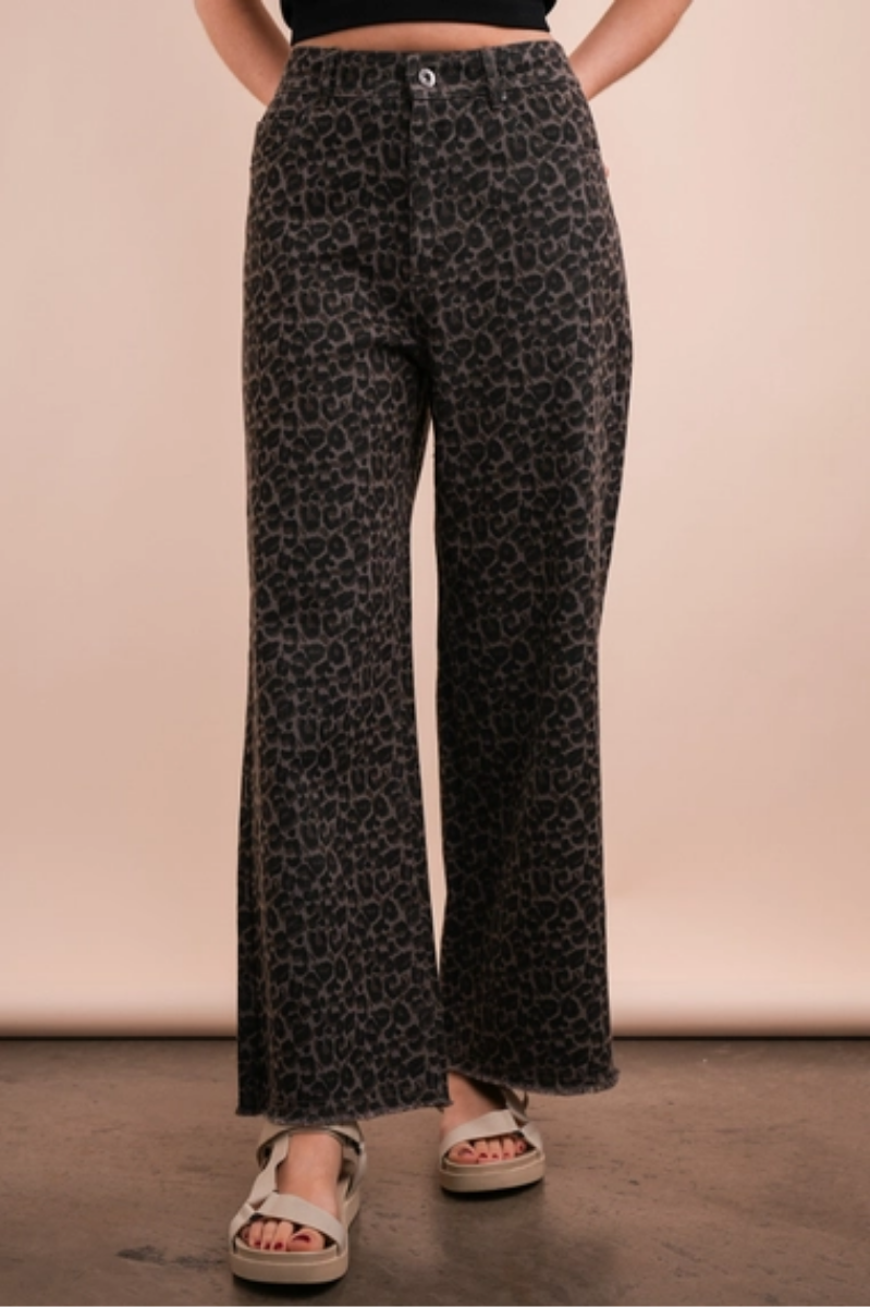 Leopard Printed Marine Straight Pants