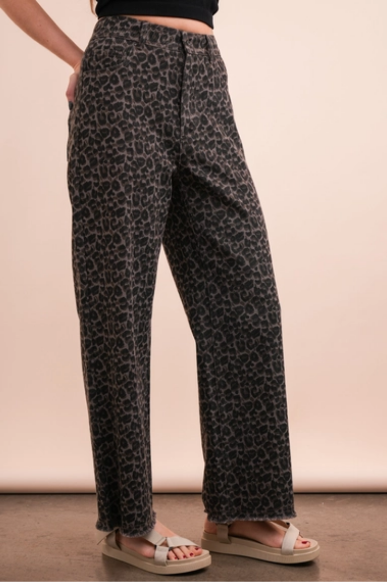 Leopard Printed Marine Straight Pants