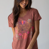 Rust Folk Flower Boho Tee | Natural Life