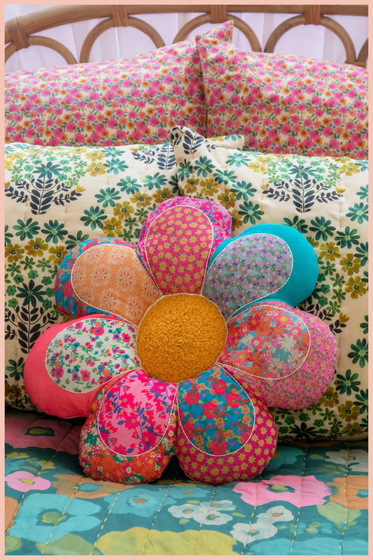 Whimsy Flower Patchwork Pillow | Natural Life