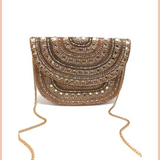 Golden Embellished Beaded Clutch