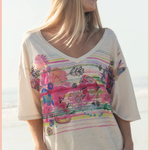 Flower Banquet Easy V-Neck Tee | Natural Life | Cream