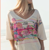 Flower Banquet Easy V-Neck Tee | Natural Life | Cream