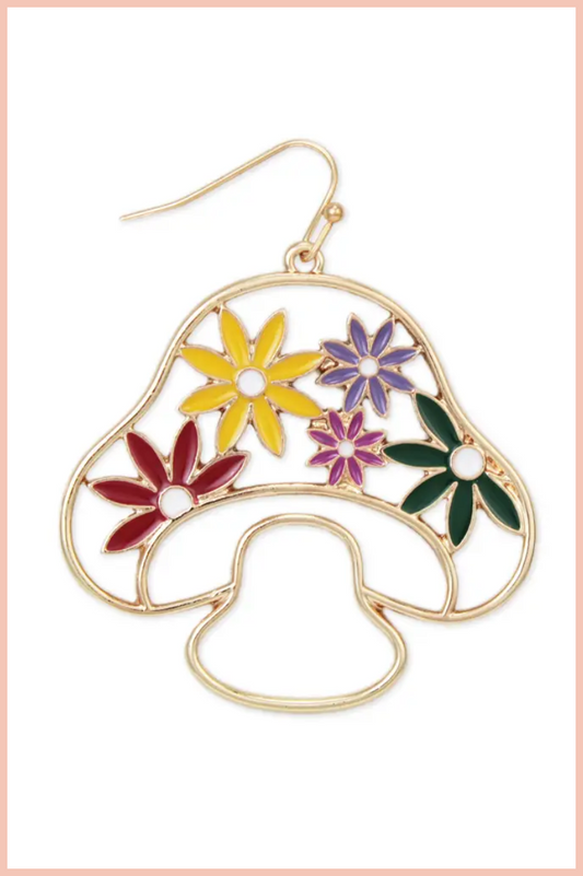 Multicolor Mushroom Floral Earrings | Gold