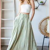 Washed Pleated Maxi Skirt