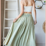 Washed Pleated Maxi Skirt