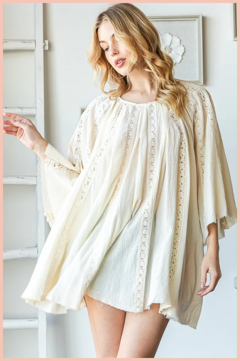 Washed Lace Tunic Top