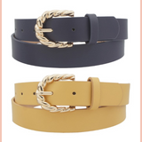 Leather Twisted Buckle Belt