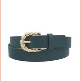 Leather Twisted Buckle Belt