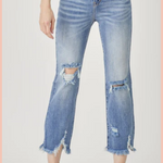 RISEN High Rise Cropped Straight Denim