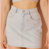 Daisy Embossed Denim Mini Skirt | Final Sale
