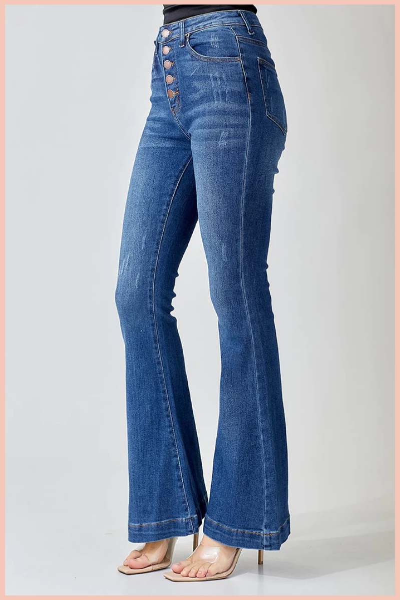 RISEN Button Fly Vintage Inspired Flare Jean