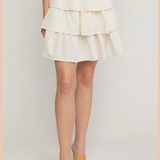 Textured Tiered Ruffled Mini Skirt