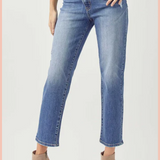 RISEN High Waist Crossover Denim | Medium Wash