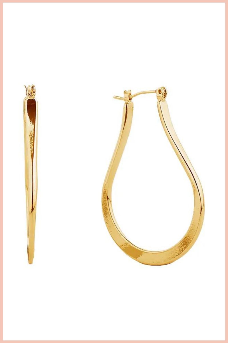 14K Gold Dipped Pin Catch Hoop Earrings