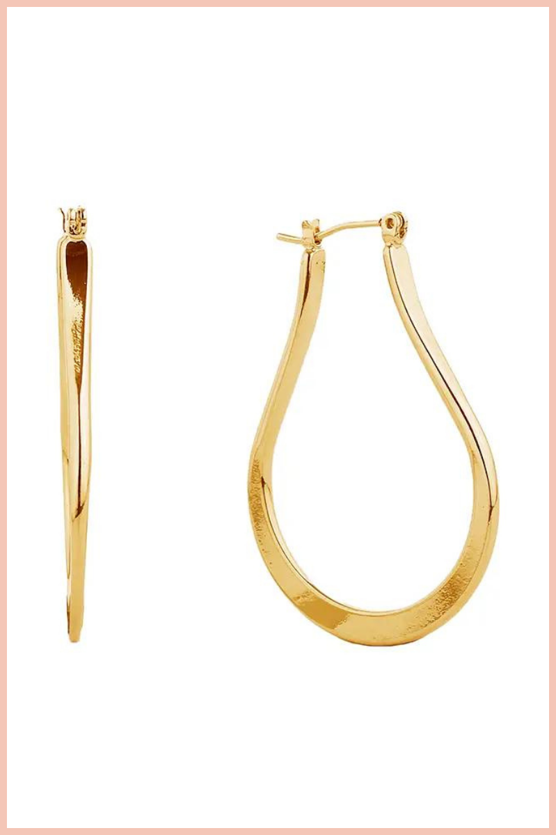 14K Gold Dipped Pin Catch Hoop Earrings