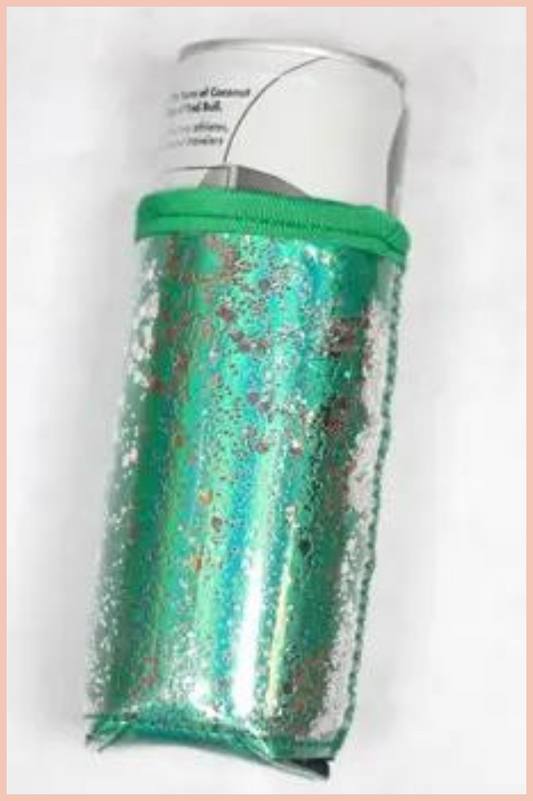 Green Glitter Slim Can Cooler