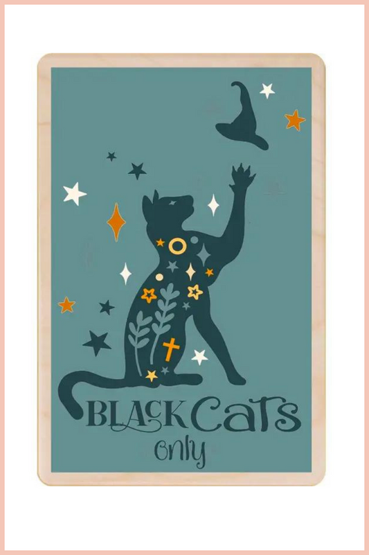 'BLACK CAT' SUSTAINABLE WOOD CARD | WOOD MAGNET