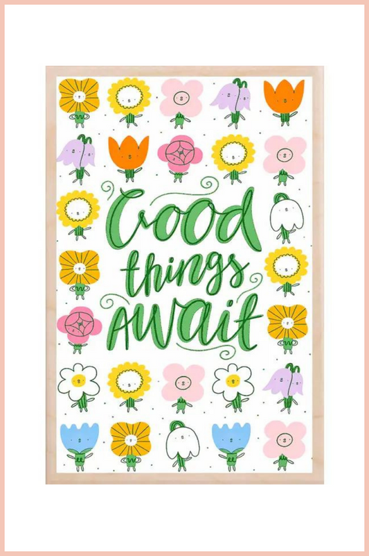 'GOOD THINGS AWAIT' SUSTAINABLE WOOD CARD | WOOD MAGNET