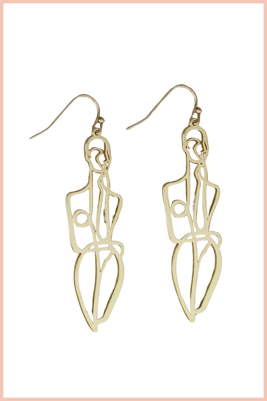 ABSTRACT NUDE FIGURE EARRINGS | GOLD