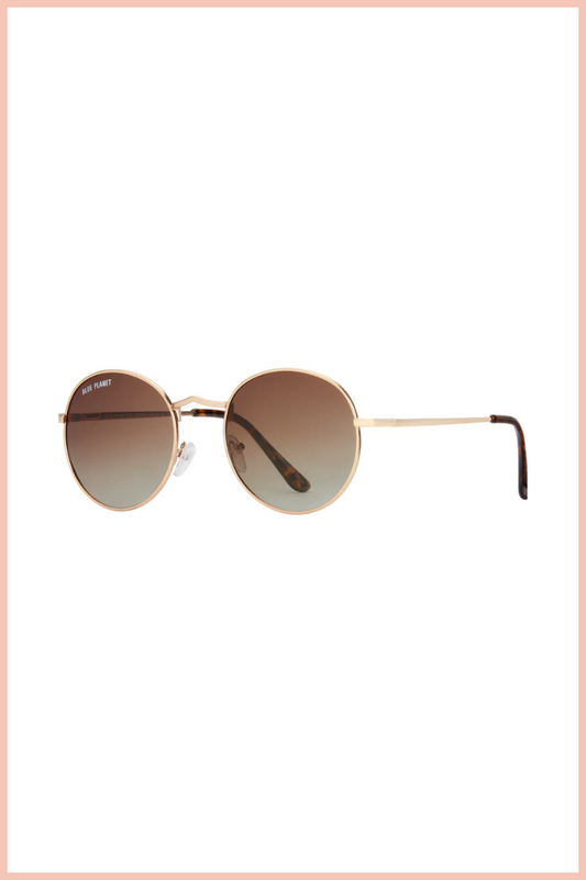 Ash Sunnies | Matte Gold w/ Tortoise Tips + Smoke Polarized Lens