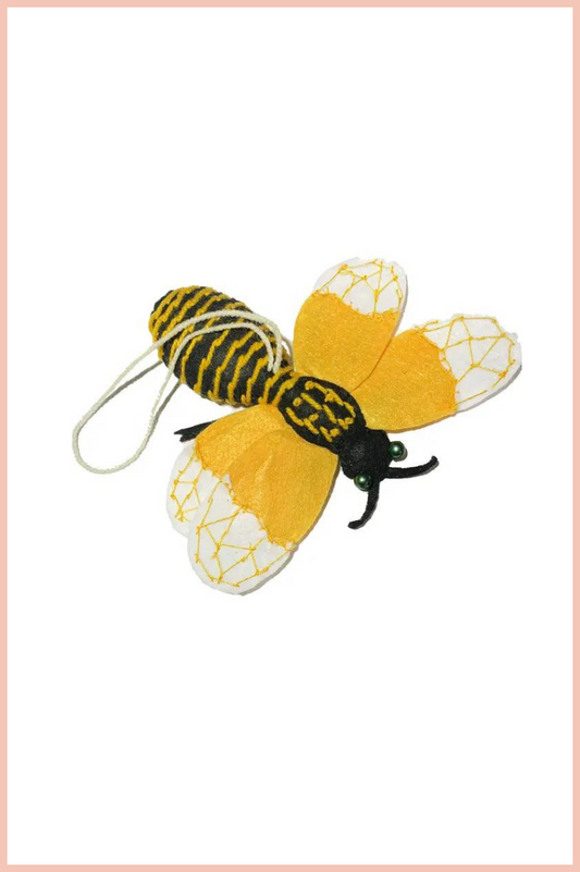 BUMBLE BEE FELT ORNAMENT | BLACK + YELLOW