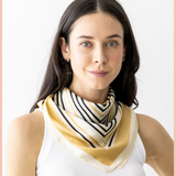 Square Stripe Print Silky Square Scarf