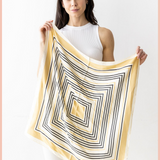 Square Stripe Print Silky Square Scarf
