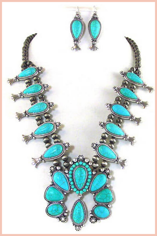 SQUASH BLOSSOM NECKLACE AND EARRING SET