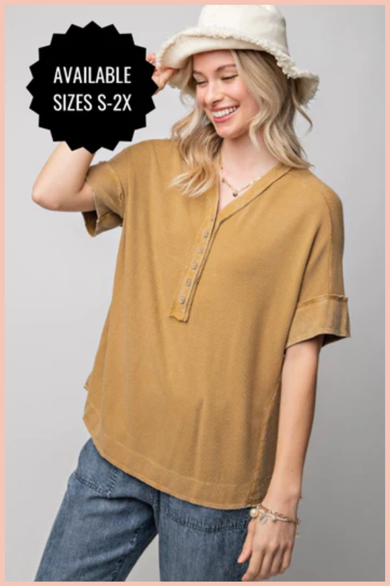 Short Sleeve Thermal Textured Top | Curvy