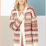 Multicolor Aztec Knit Sweater Cardigan