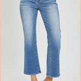 RISEN Mid Rise Cropped Flare Denim