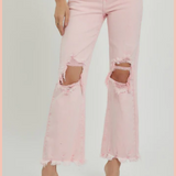 RISEN High Rise Distressed Straight Denim