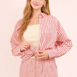 Striped Oversized Button Down Shirt Top