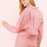 Striped Oversized Button Down Shirt Top