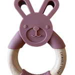 Bunny Silicone + Wood Teether | Mauve