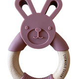 Bunny Silicone + Wood Teether | Mauve