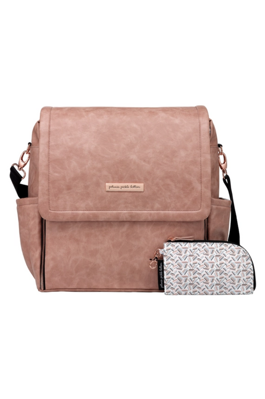 Boxy Diaper Backpack Leatherette | Petunia Pickle Bottom | Dusty Rose