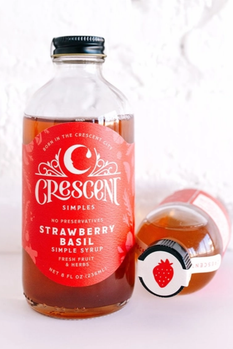 Strawberry Basil Simple Syrup | Crescent Simples | 16 oz